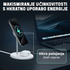 ANFIL ANFIL Brezžični polnilec 2-v-1, 15W Hitro polnjenje, MagSafe združljiv z iPhone 12/13/14/15/16 serijo in AirPods, Magnetni, Kompakten, varen in prostor prihranjen dizajn, z USB C kablom