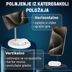 ANFIL ANFIL Brezžični polnilec 2-v-1, 15W Hitro polnjenje, MagSafe združljiv z iPhone 12/13/14/15/16 serijo in AirPods, Magnetni, Kompakten, varen in prostor prihranjen dizajn, z USB C kablom