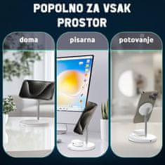 ANFIL ANFIL Brezžični polnilec 2-v-1, 15W Hitro polnjenje, MagSafe združljiv z iPhone 12/13/14/15/16 serijo in AirPods, Magnetni, Kompakten, varen in prostor prihranjen dizajn, z USB C kablom