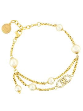 Liu.Jo Dizajnerska pozlačena zapestnica s kristali in umetnimi biseri LJ2918