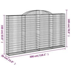 Vidaxl Obokane gabion košare 12 kosi 300x30x160/180cm pocinkano železo