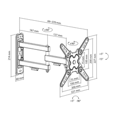S-box STENSKI nosilec LCD-223-2 (13''- 43''/20KG/200x200) nagibni, vrtljiv