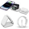 ANFIL Zložljiv brezžični polnilec 3-v-1, 15W Hitro polnjenje, MagSafe združljiv z iPhone 12 in novejšimi, Apple Watch, AirPods, Zložljiv in prenosljiv dizajn, z USB C kablom, bela