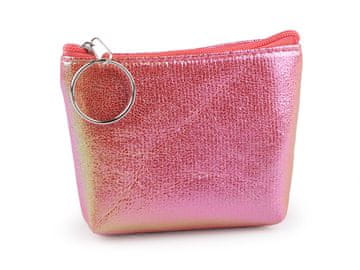 Majhna denarnica / obesek za ključe holografski 11x8 cm - roza