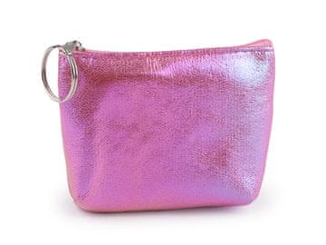 Majhna denarnica / obesek za ključe holografski 11x8 cm - vijolično-rožnata