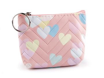 Majhna denarnica / obesek za ključe srce 10,5x8 cm - puder
