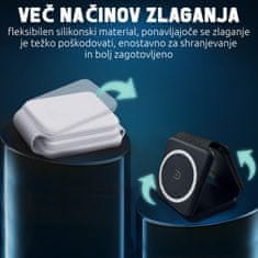 ANFIL Zložljiv brezžični polnilec 3-v-1, 15W Hitro polnjenje, MagSafe združljiv z iPhone 12 in novejšimi, Apple Watch, AirPods, Zložljiv in prenosljiv dizajn, z USB C kablom, bela