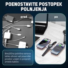 ANFIL Zložljiv brezžični polnilec 3-v-1, 15W Hitro polnjenje, MagSafe združljiv z iPhone 12 in novejšimi, Apple Watch, AirPods, Zložljiv in prenosljiv dizajn, z USB C kablom, bela