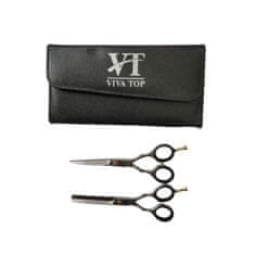 shumee Set škarij VIVA TOP ERGO LINE 5" + škarje za redčenje 5,5" + črn etui 2 kosa