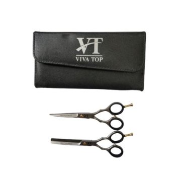 shumee Set škarij VIVA TOP ERGO LINE 5" + škarje za redčenje 5,5" + črn etui 2 kosa