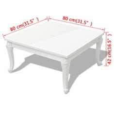 Vidaxl Klubska Mizica 80x80x42 cm Visok Sijaj Bele Barve