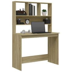 Vidaxl Pisalna miza s policami sonoma hrast 102x45x148 cm inž. les