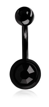 Troli Jeklen piercing za popek s črnim kristalom