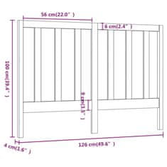 Vidaxl Posteljno vzglavje 126x4x100 cm trdna borovina