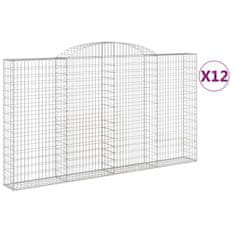 Vidaxl Obokane gabion košare 12 kosi 300x30x160/180cm pocinkano železo