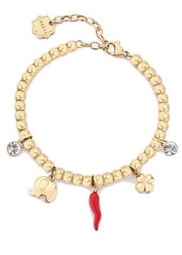 Brosway Pozlačena kroglasta zapestnica z obeski Chakra za srečo BHKB246