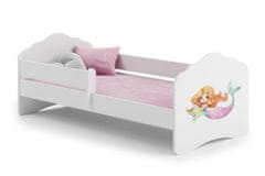 shumee Enojna postelja Wave 140x70 z ograjo - Mermaid