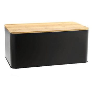 HIT Posoda za kruh HIT HT-22172374 s pokrovom iz bambusa MATTE BLACK