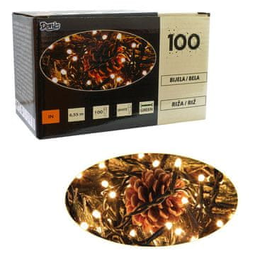 Denis 100 svetilk, riž, beli