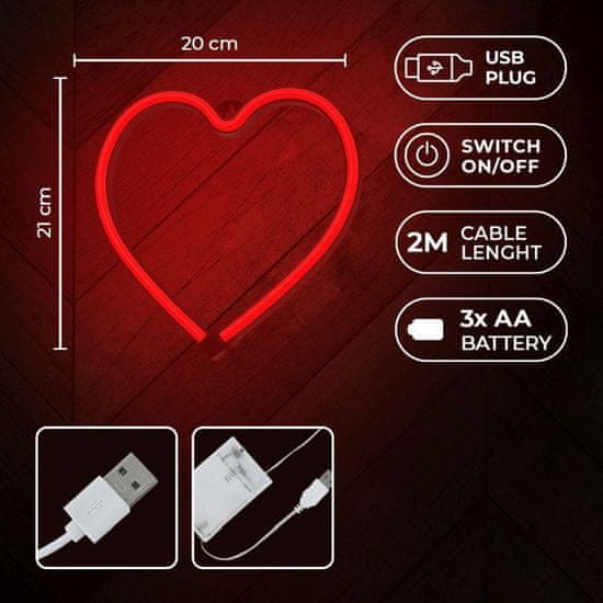 Forever Dekorativni LED neonski srček rdeče barve