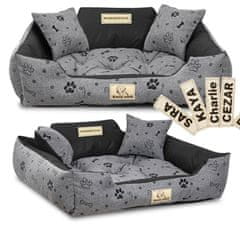 shumee Pasja postelja KINGDOG 115x95 cm personalizirane nepremočljive kosti črna