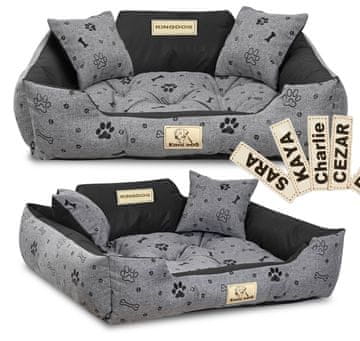 shumee Pasja postelja KINGDOG 115x95 cm personalizirane nepremočljive kosti črna