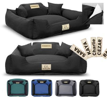 shumee Pasja postelja KINGDOG MM43 75x65 cm personalizirana snemljiva protizdrsna črna