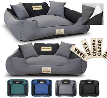 shumee Pasja postelja KINGDOG MM43 75x65 cm personalizirana snemljiva protizdrsna temno siva