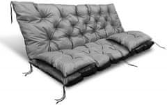 shumee Vrtna blazina 180x60x50 cm + 2 blazini za gugalnico nepremočljiva siva