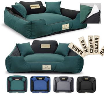 shumee Pasja postelja KINGDOG MM43 115x95 cm personalizirana snemljiva protizdrsna zelena