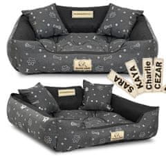 shumee Pasja postelja KINGDOG 115x95 cm personalizirane nepremočljive srebrne kosti