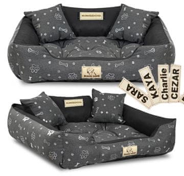 shumee Pasja postelja KINGDOG 115x95 cm personalizirane nepremočljive srebrne kosti