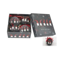 Denis Božične kroglice, 7,5 cm, 4 kosi/paket, črne s škrati