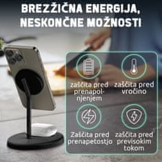 ANFIL ANFIL Brezžični polnilec 2-v-1, 15W Hitro polnjenje, MagSafe združljiv z iPhone 12/13/14/15/16 serijo in AirPods, Magnetni, Kompakten, varen in prostor prihranjen dizajn, z USB C kablom