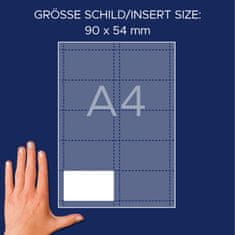 Avery Zweckform papirne predloge za imena za priponke L4727-20, velikost vložnih kartončkov 90 x 54 mm, tiskanje z vsemi tiskalniki, vsebina: 20 listov/200 kartončkov