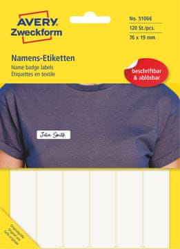 Avery Zweckform samolepilne priponke za imena 51066, 76 x 19 mm, 120 priponk/zavitek, identifikacijske kartice, za ročno pisanje