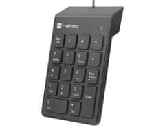 Natec Goby 2 numerična tipkovnica, 18 tipk, Plug&Play, USB-A, 150cm kabel, črna