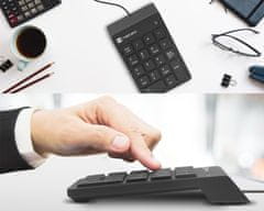 Natec Goby 2 numerična tipkovnica, 18 tipk, Plug&Play, USB-A, 150cm kabel, črna