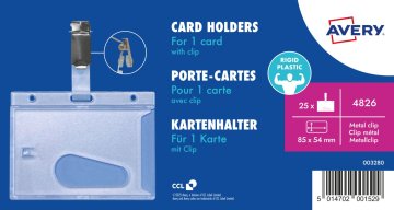 Avery Zweckform komplet etuijev 4826 za 1 identifikacijsko kartico, velikost 85 x 54 mm, vsebina: 25 prozornih ovitkov za ID izkaznice s klasično zaponko