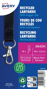 Avery Zweckform trakovi za identifikacijske kartice 4842N, 100 % rPET (reciklirana plastika), barva črna, velikost 15 x 440 mm