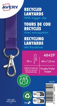 Avery Zweckform trakovi za identifikacijske kartice 4842P, 100 % rPET (reciklirana plastika), barva vijolična, velikost 15 x 440 mm