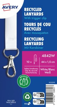 Avery Zweckform trakovi za identifikacijske kartice 4842W, 100 % rPET (reciklirana plastika), barva bela, velikost 15 x 440 mm