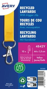 Avery Zweckform trakovi za identifikacijske kartice 4842Y, 100 % rPET (reciklirana plastika), barva rumena, velikost 15 x 440 mm