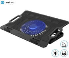 Natec Dipper 2 hladilno stojalo za prenosnike, do 17.3, 6 naklonov, 180mm ventilator, LED, 2xUSB-A