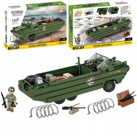 shumee Vojaški bloki Cobi DUKW Amphibia 3110 D-Day transportno vozilo USA War