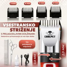 CAREPET Premium tihi strižnik za pse, profesionalni strižnik za pse in mačke, brezžični strižnik, strižnik za dlako hišnih ljubljenčkov, električni strižnik za pse, bronasta