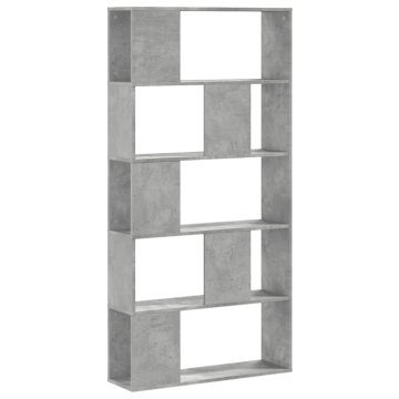 Vidaxl Knjižna omara 5-nadstropna siva 80,5x23,5x162,5 cm inž. les