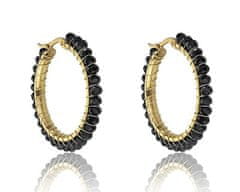 Marc Malone Elegantni pozlačeni obroči Elena Black Earrings MCE23028G