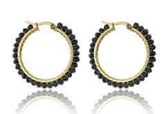 Marc Malone Elegantni pozlačeni obroči Elena Black Earrings MCE23028G