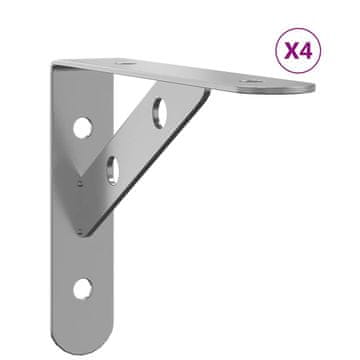 Vidaxl Nosilec za polico 4 kosi 15x2,5x11,5 cm srebrno nerjaveče jeklo